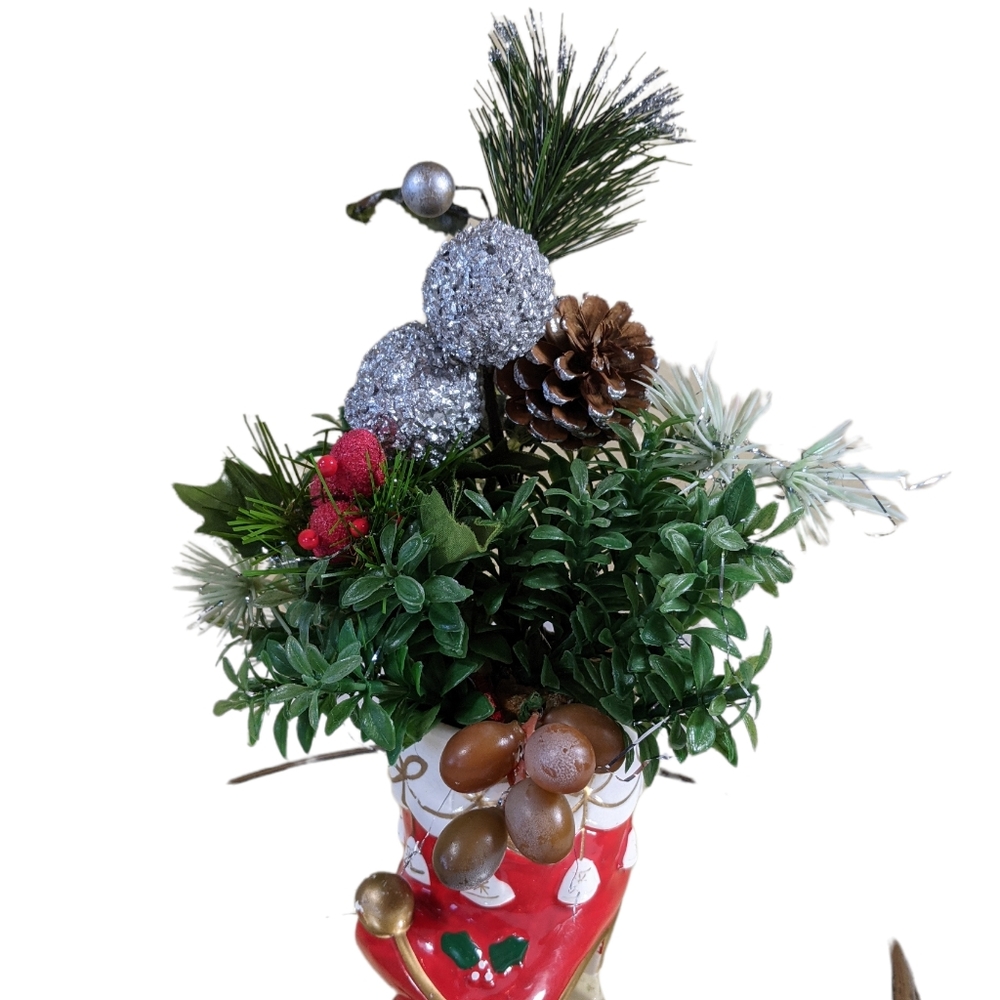 Napco Japan 1962 Santa Shoe Boot Planter Vintage Plastic foliage